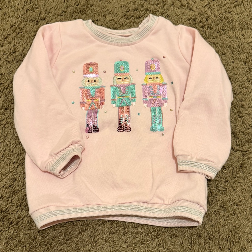 Mud Pie Pink Sequin Nutcracker Sweatshirt 2T/3T